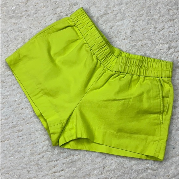 J Crew Factory Bright Green Yellow Cotton Shorts 2 - Picture 4 of 6